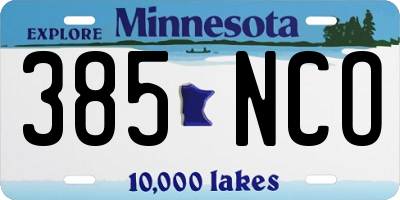 MN license plate 385NCO