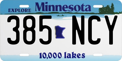 MN license plate 385NCY