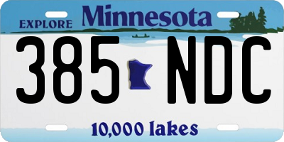 MN license plate 385NDC