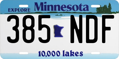 MN license plate 385NDF