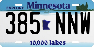 MN license plate 385NNW