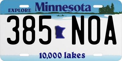 MN license plate 385NOA