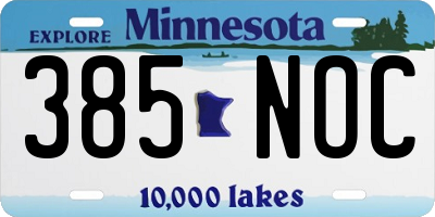 MN license plate 385NOC