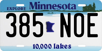 MN license plate 385NOE