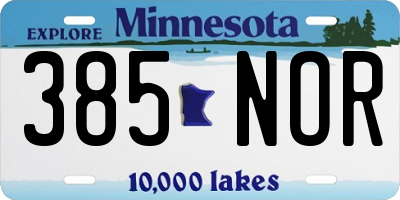 MN license plate 385NOR