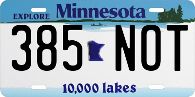 MN license plate 385NOT