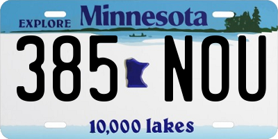 MN license plate 385NOU