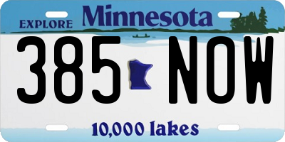 MN license plate 385NOW
