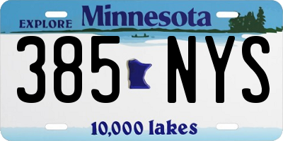MN license plate 385NYS
