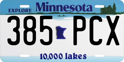 MN license plate 385PCX