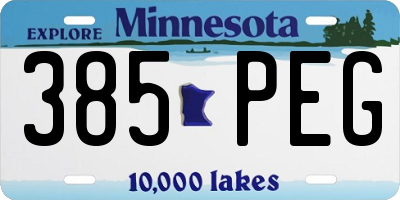 MN license plate 385PEG