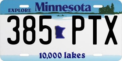 MN license plate 385PTX