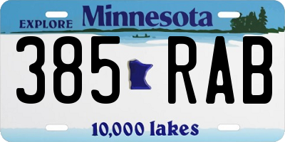 MN license plate 385RAB