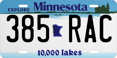 MN license plate 385RAC
