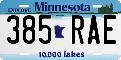MN license plate 385RAE