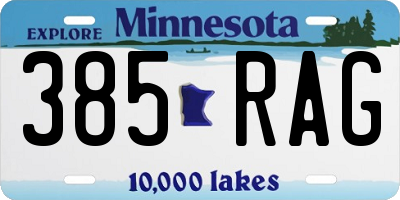 MN license plate 385RAG