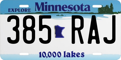 MN license plate 385RAJ