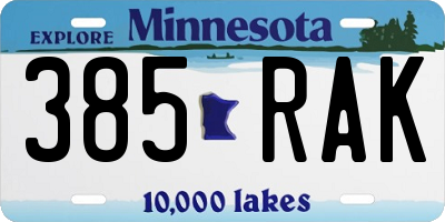 MN license plate 385RAK