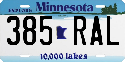 MN license plate 385RAL