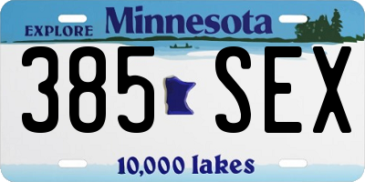 MN license plate 385SEX