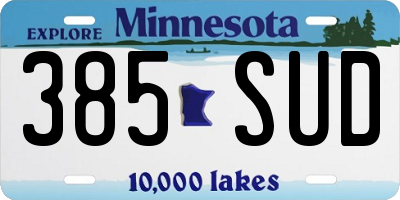 MN license plate 385SUD