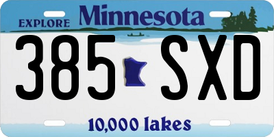 MN license plate 385SXD