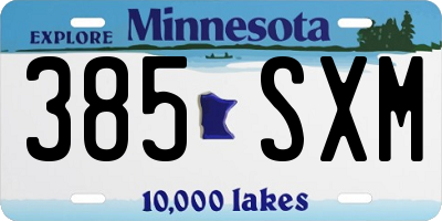 MN license plate 385SXM