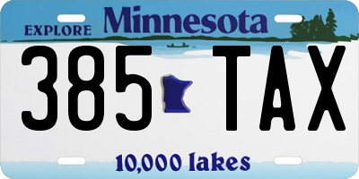 MN license plate 385TAX