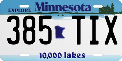 MN license plate 385TIX