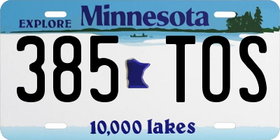 MN license plate 385TOS