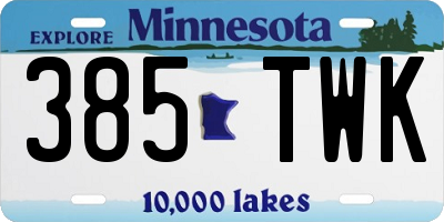 MN license plate 385TWK