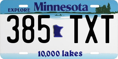 MN license plate 385TXT
