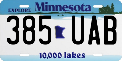 MN license plate 385UAB