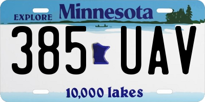 MN license plate 385UAV