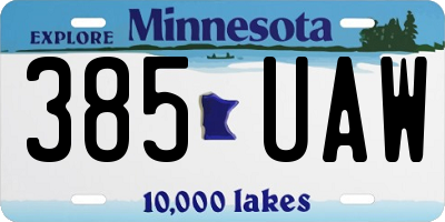 MN license plate 385UAW