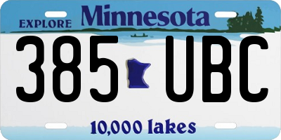 MN license plate 385UBC