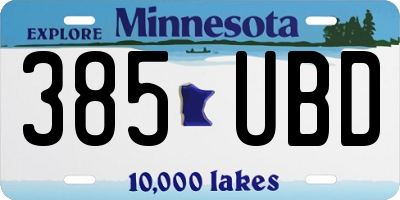 MN license plate 385UBD