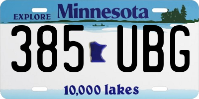 MN license plate 385UBG