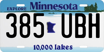 MN license plate 385UBH