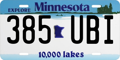 MN license plate 385UBI