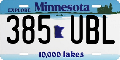 MN license plate 385UBL
