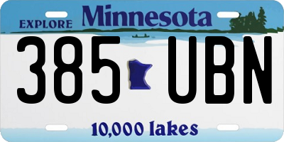 MN license plate 385UBN