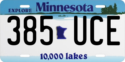MN license plate 385UCE
