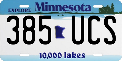 MN license plate 385UCS