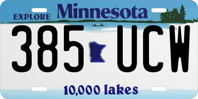 MN license plate 385UCW