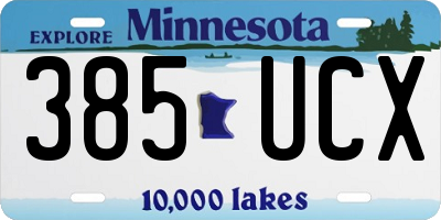 MN license plate 385UCX