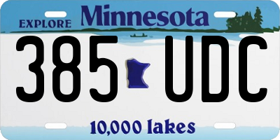 MN license plate 385UDC