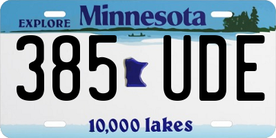 MN license plate 385UDE