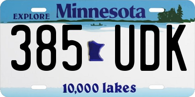 MN license plate 385UDK