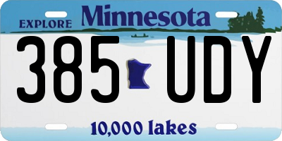 MN license plate 385UDY